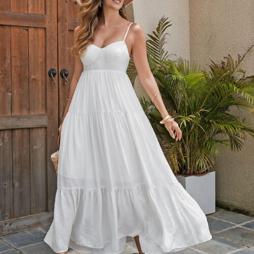 Women’s Satin Maxi Dress – Elegant Matte Finish With Built-In Bra Pads, Flowy Skirt, And Elastic Back For Ultimate Comfort